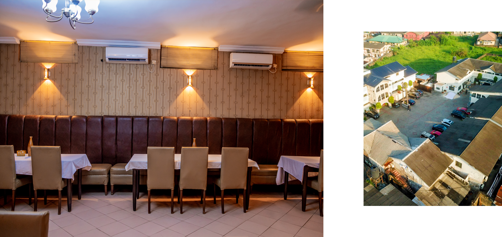 Dinning and hotel aerial view